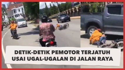 Viral Detik-detik Pengendara Motor Terjatuh Usai Ugal-ugalan di Jalan Raya