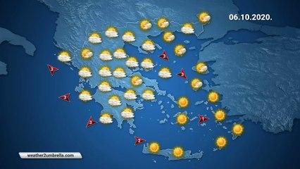 Η πρόγνωση του καιρού για την Τρίτη 06-10-2020