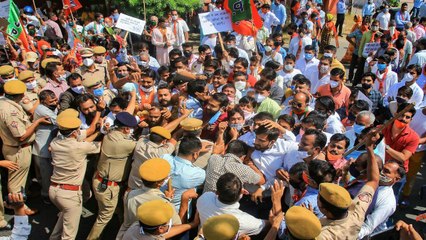 Download Video: Rajasthan: BJP protest against Cong govt over rapes cases