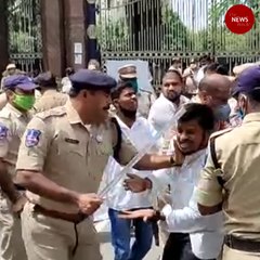 NSUI students lathi charged at JNTU Hyderabad during the protest over exams
