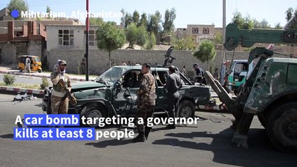 Aftermath of Afghan suicide attack targeting governor that killed eight