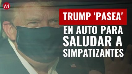 Trump 'pasea' en auto para saludar a simpatizantes