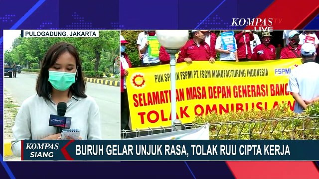 Buruh Gelar Unjuk Rasa, Tolak RUU Cipta Kerja di Kawasan Industri