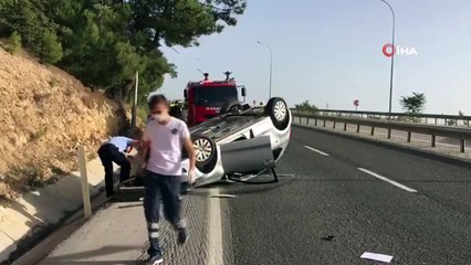 - Seyir halindeyken takla atan aracın sürücüsü yaralandı