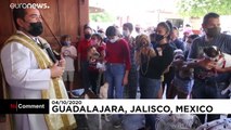 برگزاری مراسم نیایش برای حیوانات خانگی در کلیسای سنت فرانسیس مکزیک