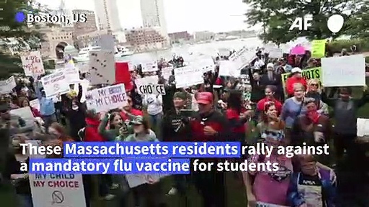 Anti-vaccine protesters rally against flu shot in Boston