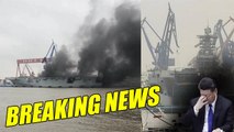 War News - The Type 075 carrying Chinese helicopters, armored tanks, and melee artillery caught fire