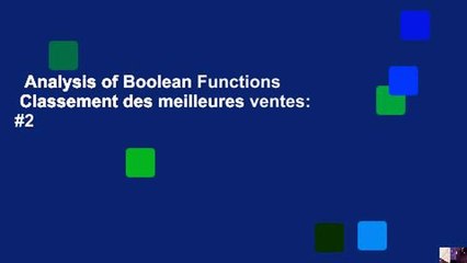 Analysis of Boolean Functions  Classement des meilleures ventes: #2