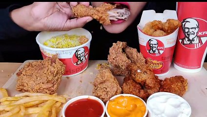 Tải video: ASMR_EATING _KFC_ CHICKEN HOT & CRISPY, POPCORN CHICKEN,HOT WINGS,CHICKEN TENDERS,KFC LEG PIECE