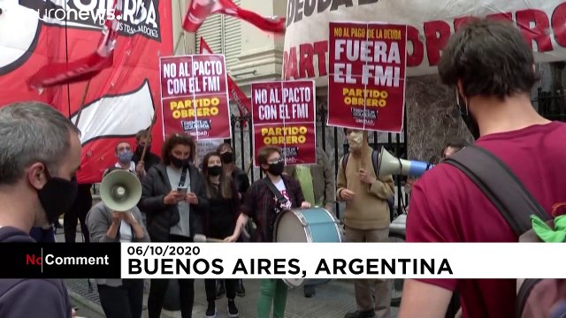 Manifestación contra el FMI y el pago de la deuda en Argentina