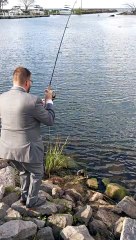 Man Catches Fish Moments Before Wedding