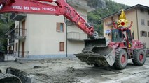Maltempo nel Cuneese, rimozione fango e detriti a Ormea (07.10.20)