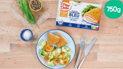 Recette des escalopes cordon bleu de poulet, tagliatelles de carottes et courgettes - 750g