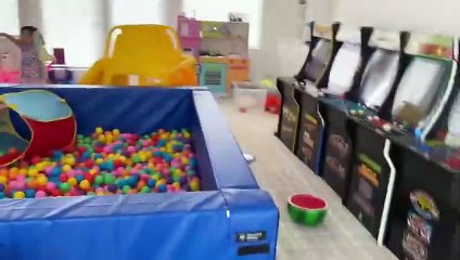 Ryan plays with Giant Balloons with his sisters in the house!