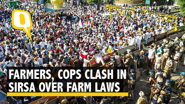 Police Use Water Cannons, Tear Gas on Farmers in Haryana's Sirsa Over Farm Laws