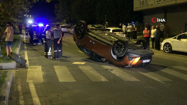 Takla atan araçtan burnu dahi kanamadan çıktı