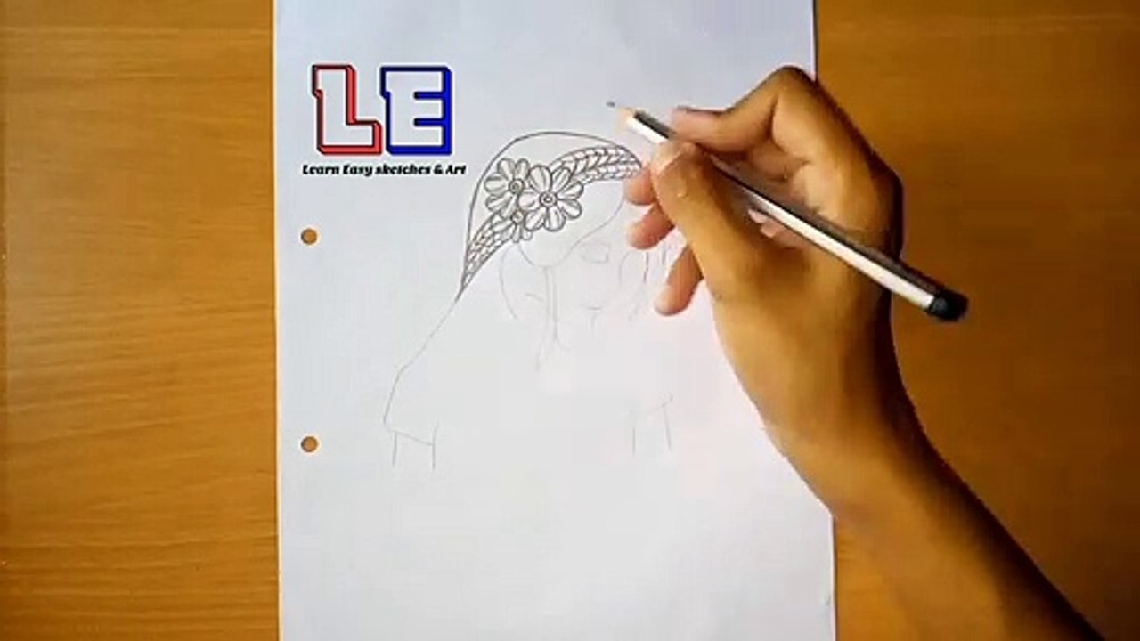 Drawing of long hair Princess . Sketch of Princess with long hair. Learn Easy Sketches And Art.