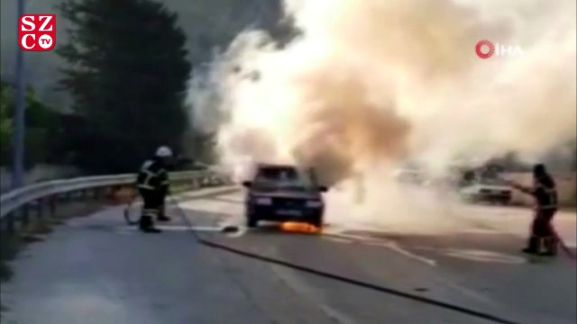 LPG'li araç alev alev yandı