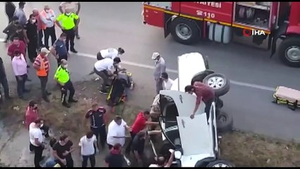 Kontrolden çıkan arazi aracı devrildi: 3 yaralı