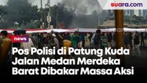 Pos Polisi di Patung Kuda Jalan Medan Merdeka Barat, Jakarta Pusat Dibakar Massa Aksi