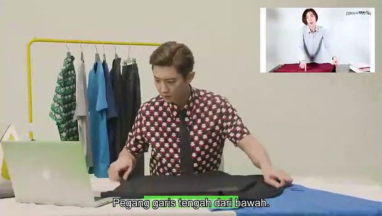 (HARDSUB INDO) - Vogue Class with Chanyeol EXO ( Cara cepat melipat dan menyetrika pakaian)