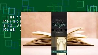 Introduction to Paralegalism: Perspectives, Problems and Skills  Best Sellers Rank : #1