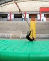 Guy Flips And Faceplants While Attempting Tricks On Slackline