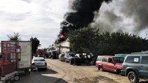 Incendio en un desguace de Tafalla provoca alerta entre los vecinos
