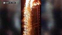 Un énorme incendie ravage un immeuble en Corée du Sud (images amateur)