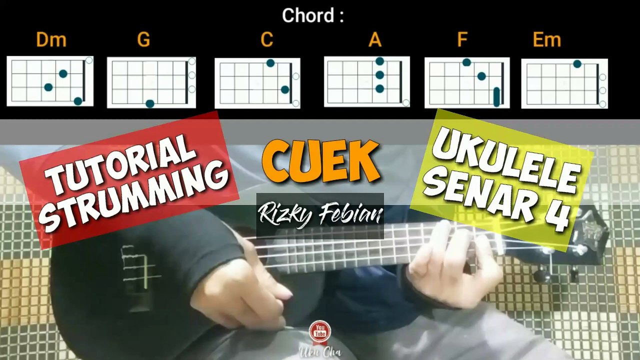CUEK - RIZKY FEBIAN | Ukulele Tutorial Genjreng Chord Lirik Mudah