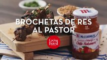 Brochetas de res en mermelada de mango habanero