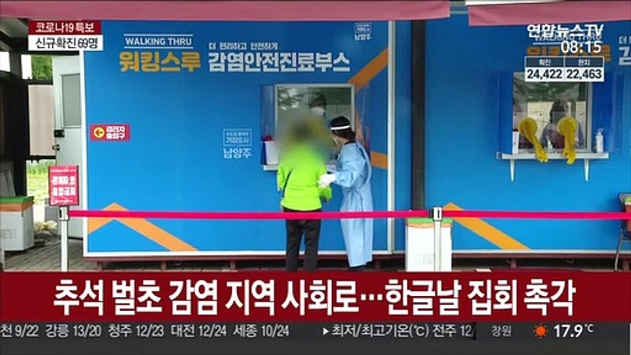 추석 벌초 감염, 지역 사회로…한글날 집회 촉각