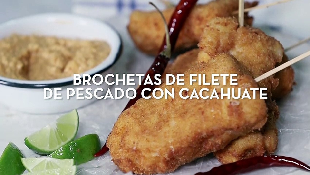 Brochetas de filete de pescado con cacahuate