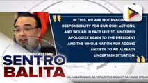 #SentroBalita | House Speaker Cayetano, humingi ng paumanhin kay Pres. #Duterte at sa taumbayan; inaprubahang GAB ng Kamara, isusumite sa Senado sa Nov. 16