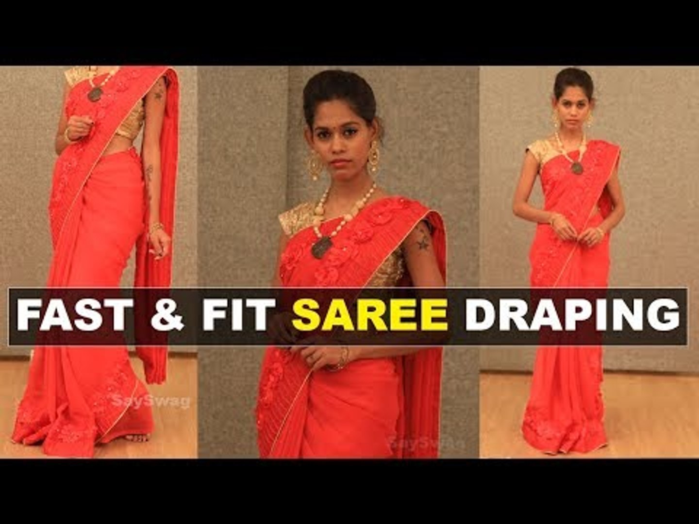 5 நிமிடத்தில் புடவை கட்டுவது எப்படி | Saree draping Tamil - video  Dailymotion