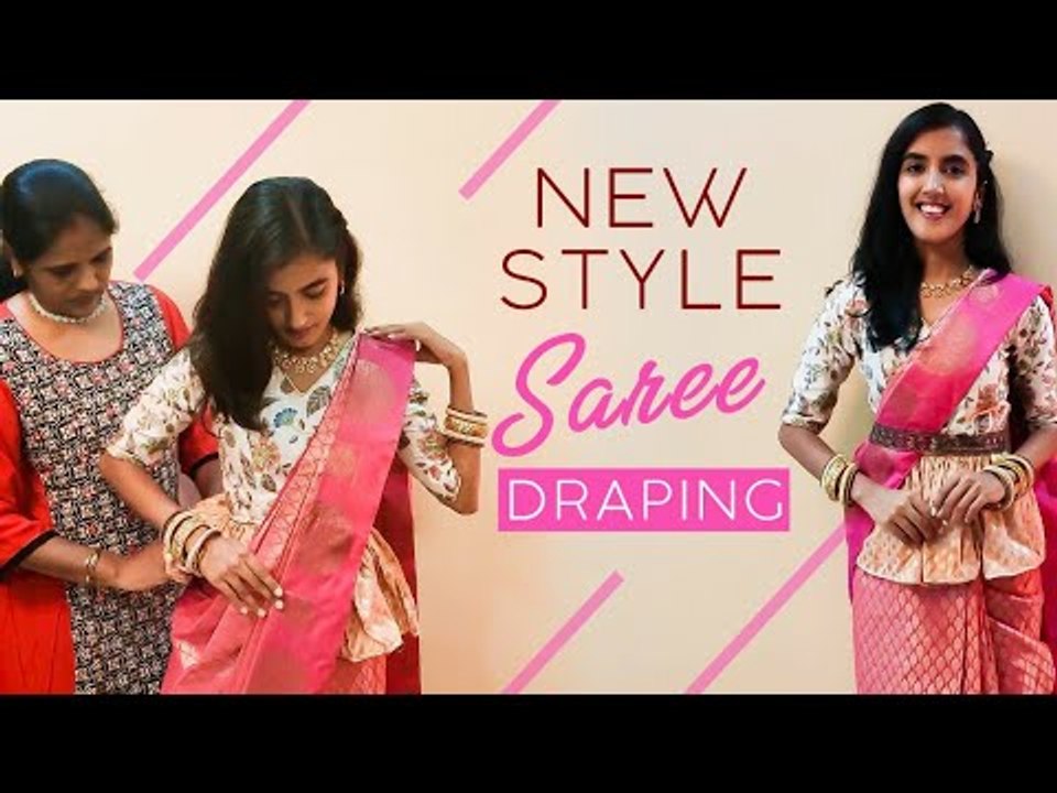 5 நிமிடத்தில் வித்யாசமாக புடவை கட்டுவது எப்படி? | Saree draping Tamil