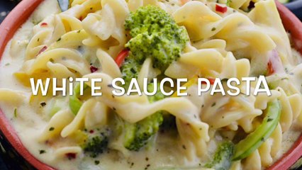 Скачать видео: PASTA in White Sauce | White sauce Pasta recipe | Indian style white sauce pasta recipe