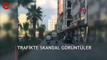 Manisa'da trafikte tepki çeken görüntüler