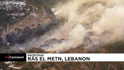 Aerial shots of Lebanon forest fires in the Metn district