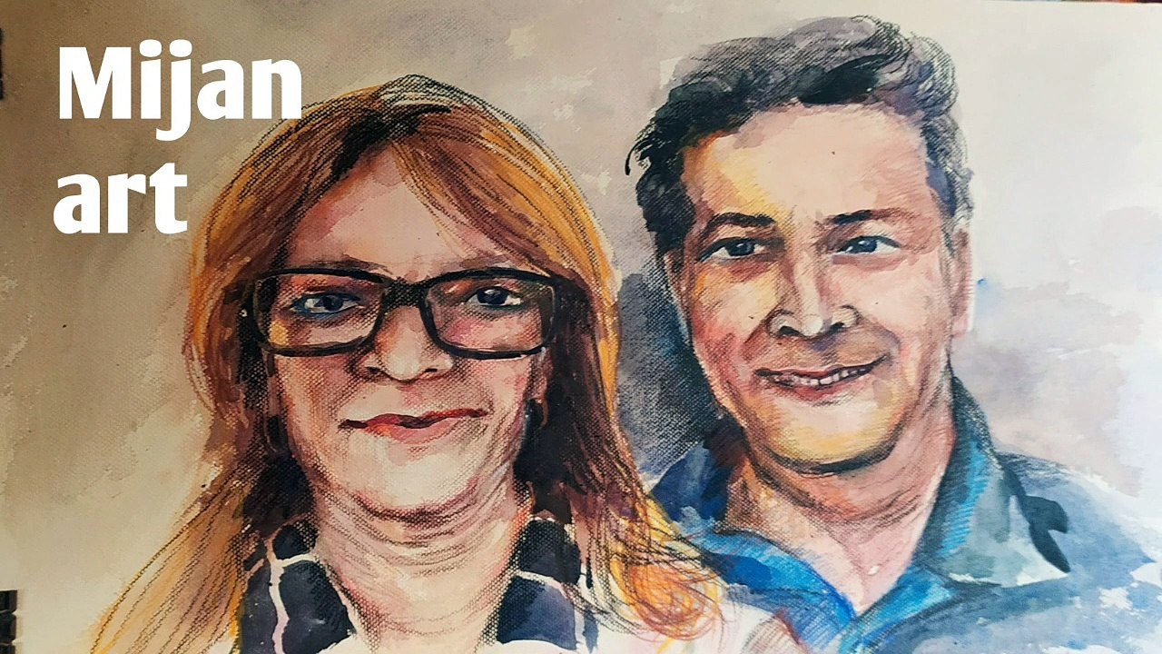 How to draw Mobile photo step by step water colour portrait
