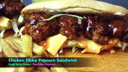 Chicken Tikka Popcorn Sandwich By Cook With Faiza