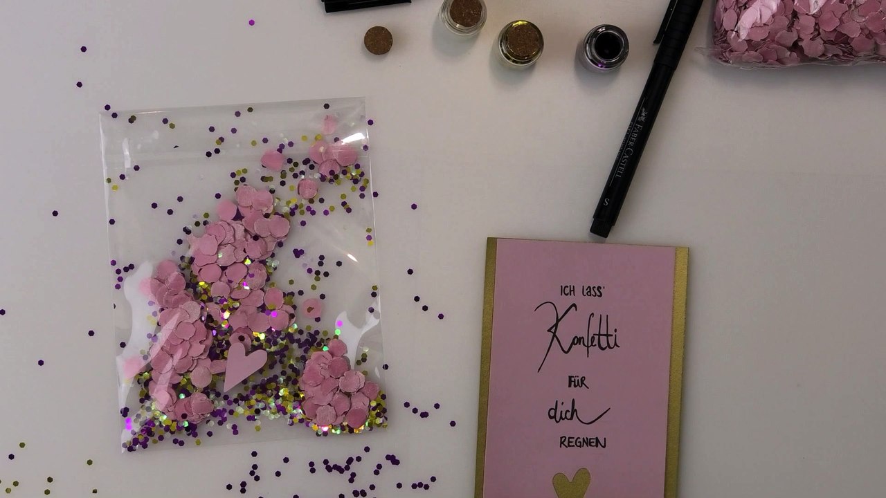 DIY Karte, Konfetti Regen / Idee zum Geburtstag, Happy Birthday Card, Bon anniversaire carte,
