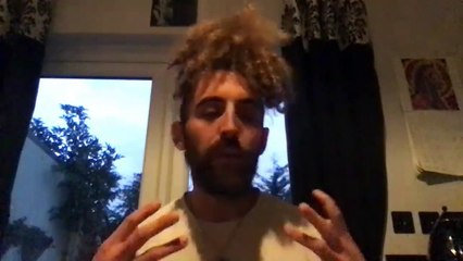 Andrew Eborn with The Hart Floe Poet - camp fire