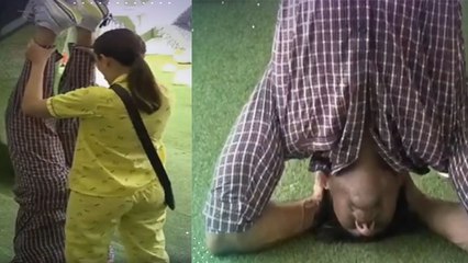 Bigg Boss 14: Siddharth Shukla के योगा पोज़ में कुछ इस तरह मदद करती दिखी Gauhar Khan | FilmiBeat