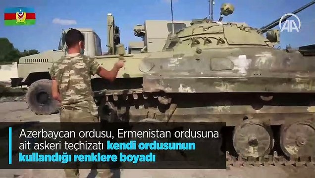 Azerbaycan ordusu, Ermenistan ordusuna ait askeri teçhizatı kendi ordusunun kullandığı renklere boyadı