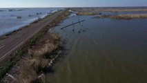 Un dron muestra imágenes de los daños ocasionados por Delta en Luisiana