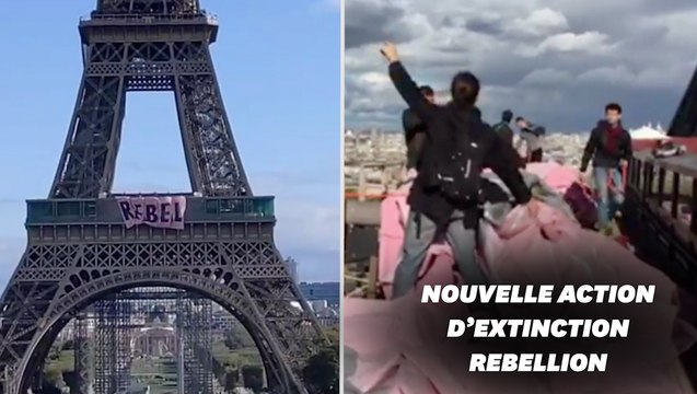Climat: sur la tour Eiffel, Extinction Rebellion déploie une banderole