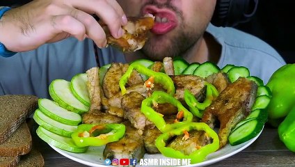 ASMR COOKING and EATING FISH (CARP)  EATING SOUNDS (NO TALKING) MUKBANG