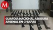 Aseguran armas de alto calibre durante cateo en Chiapas