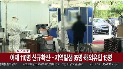 [속보] 어제 110명 신규확진…지역발생 95명·해외유입 15명